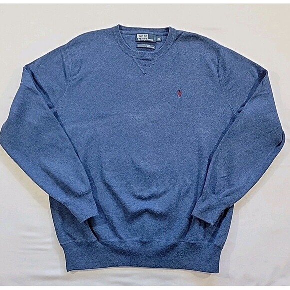 Polo Ralph Lauren Sweater 100% Cotton Blue Men's Size XL Red Pony 90s Crewneck - Picture 3 of 13